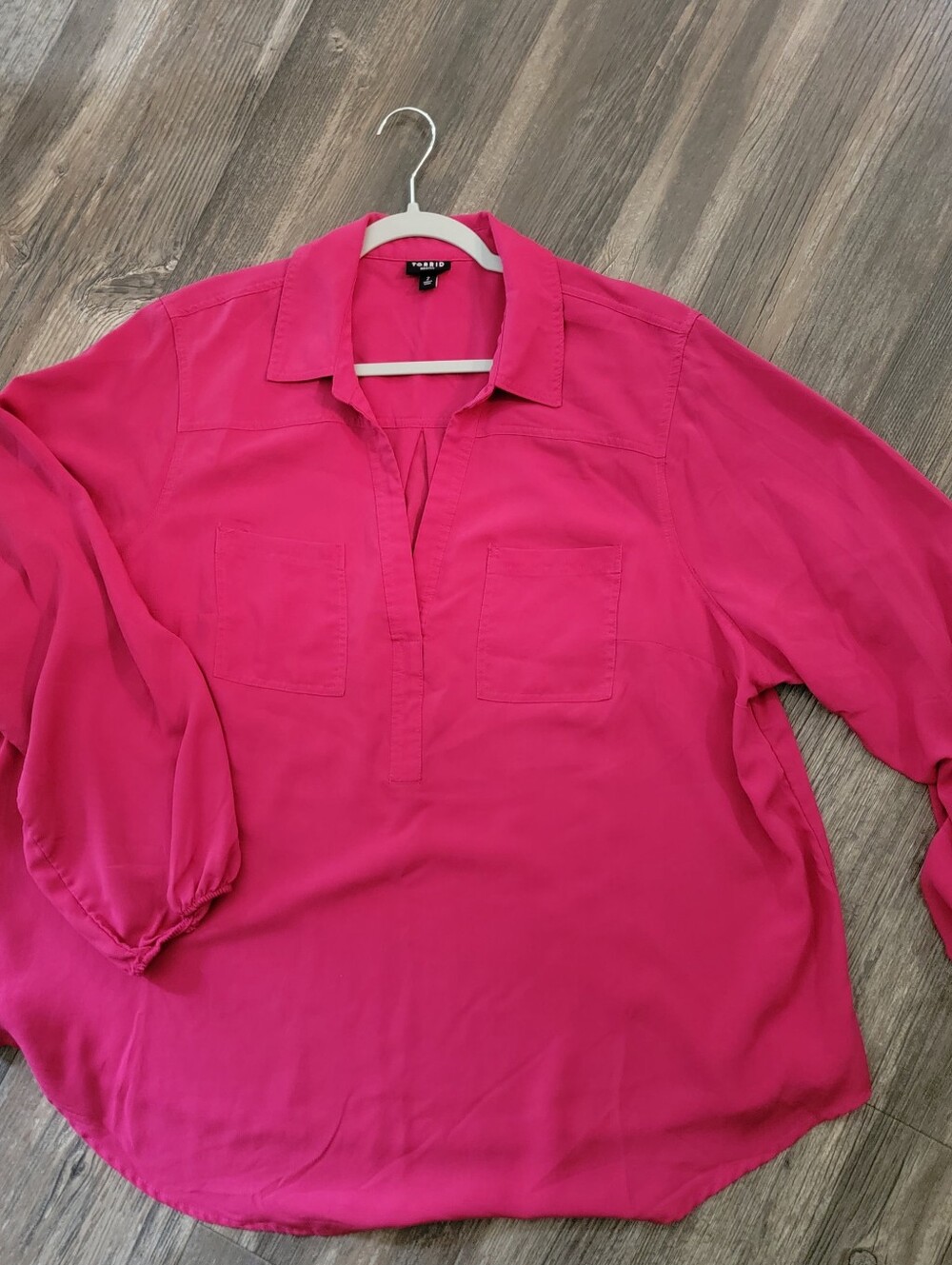Torrid Fuchsia Split-Neck Blouse